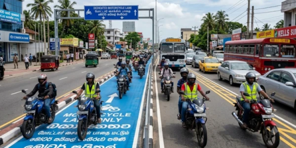 இலங்கையில் முதல் முறையாக மோட்டார் சைக்கிள்களுக்கு தனி வீதி!