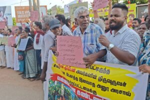 தியாக தீபம் திலீபனின் சிலையை அகற்றியமைக்கு எதிர்ப்பு தெரிவித்து போராட்டம்!!